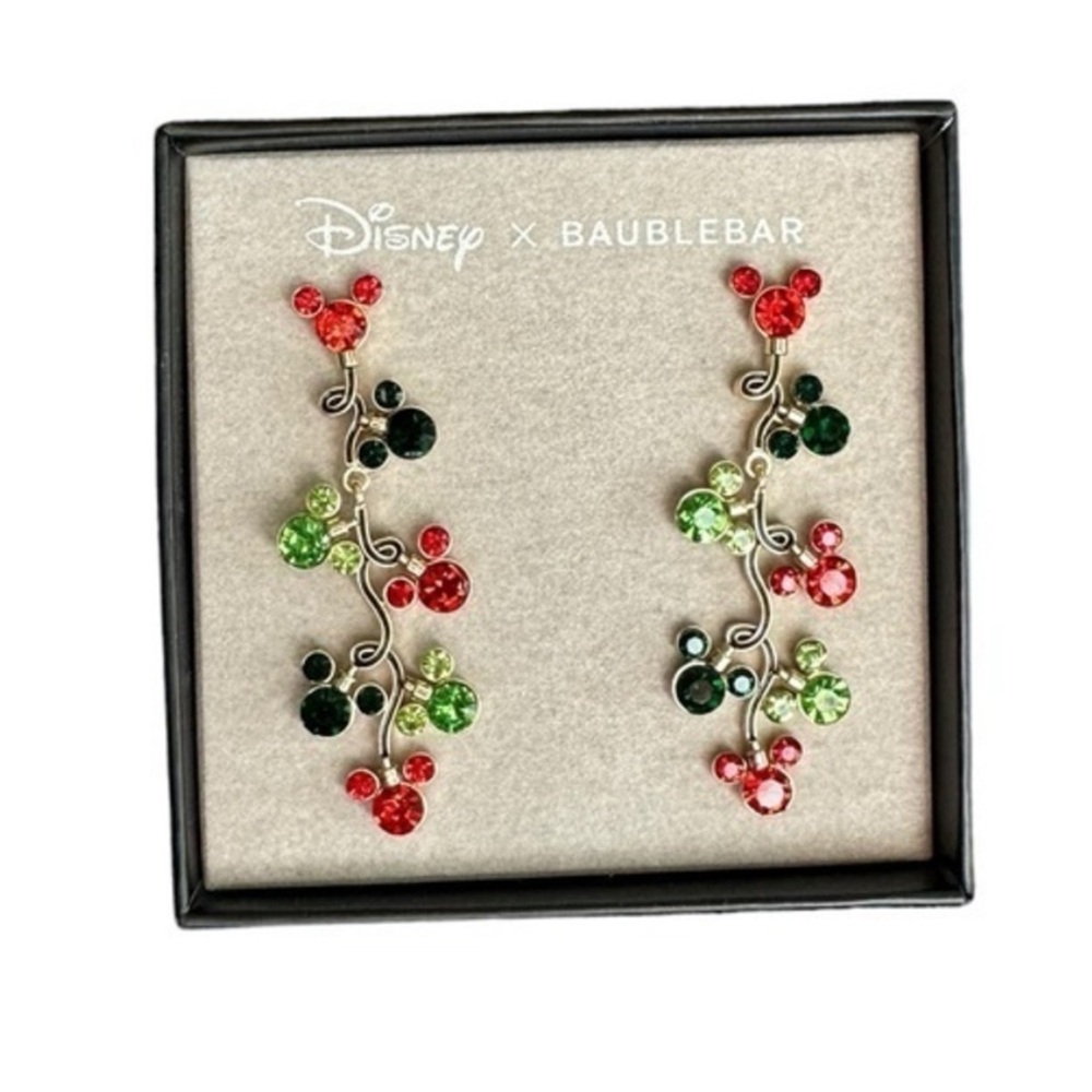 Disney BaubleBar Mickey Mouse Christmas Holiday Earrings NWT‎